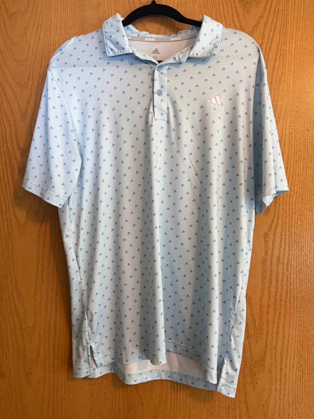 adidas Light Blue Polo with Mini Triangle Print